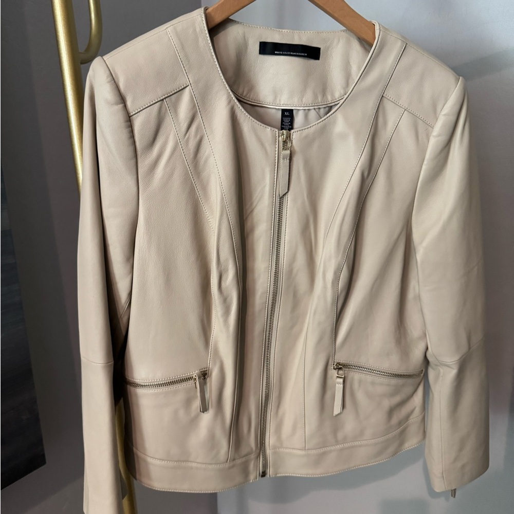 Women's Cream Leather Jacket